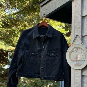 Black Uniqlo Cropped Denim Jacket